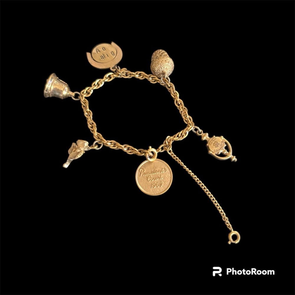 Vintage President’s Court 1969 Avon Gold-Tone Charm Bracelet  Unique Pendants
